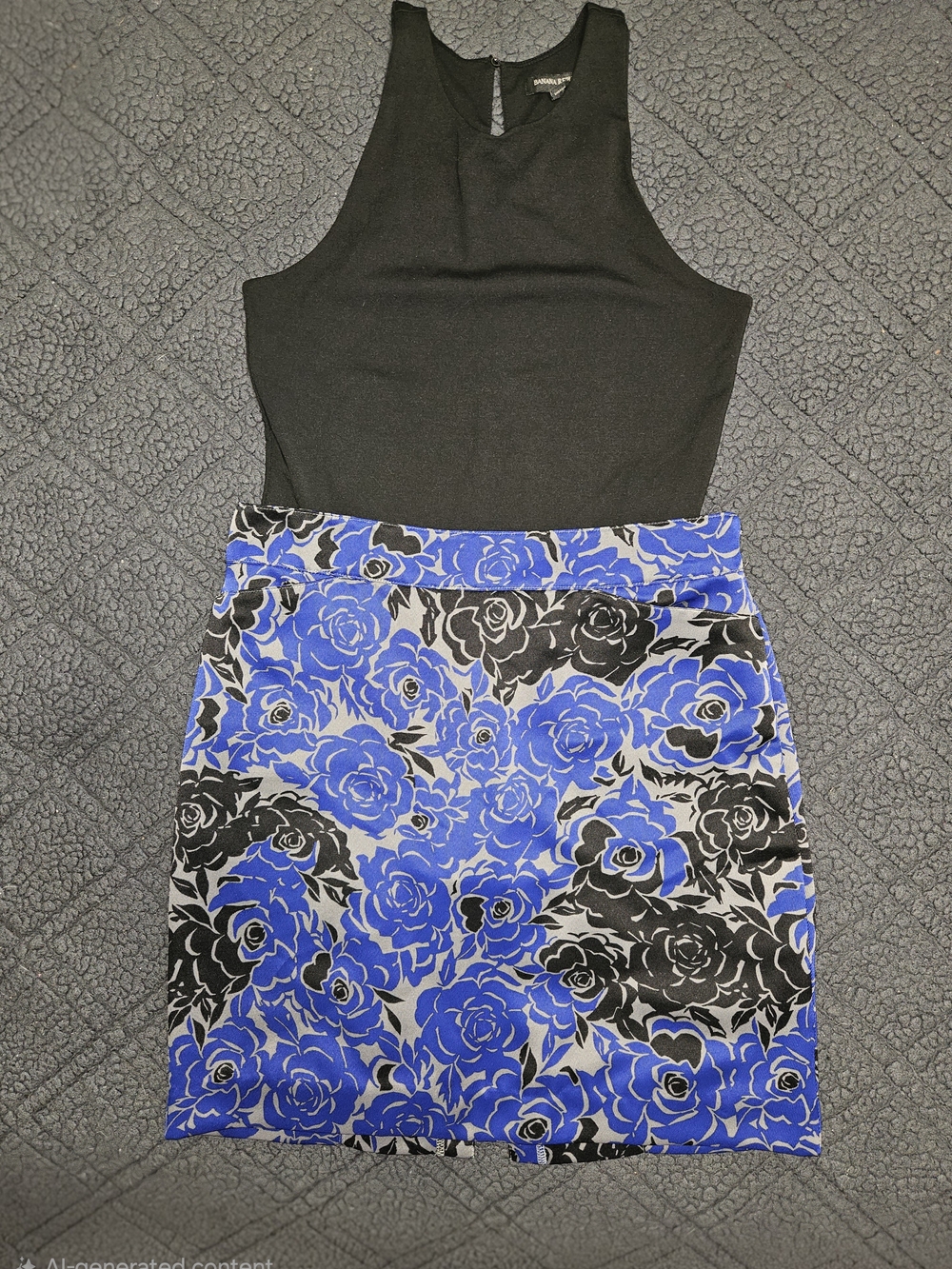 Banana Republic Floral Pencil Skirt & Bodysuit 2-Piece Outfit Set 💙🖤
